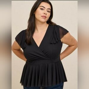 Torrid Black Ruffle Blouse 2X